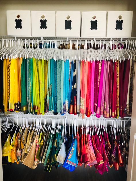 Saree Organization In Wardrobe, Walk In Closet Indian Style, Wardrobe Design For Sarees, Bangles Organizer In Wardrobe, Bangle Organizer Ideas In Wardrobe, Saree Storage Ideas In Wardrobe, Indian Walk In Closet Ideas, Indian Style Wardrobe Design, Cupboard Organiser Clothes