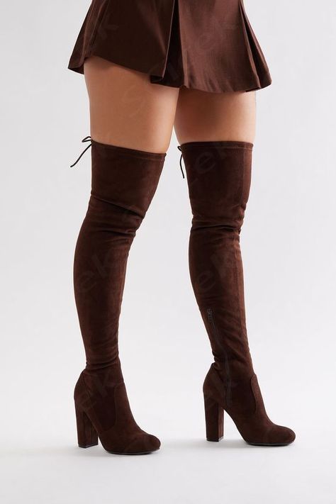 Brown Thigh High Boots Outfit, Brown Thigh High Boots, Thigh High Boots Outfit, High Boots Outfit, Dressy Casual Outfits, Thanksgiving Outfit, Dressy Casual, Boots Outfit, Thigh High Boots