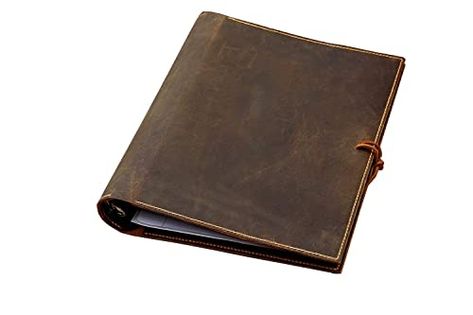 Amazon.com: leather 2 inch 3 ring presentation binder portfolio organizer, vintage leather notepad document folder hard cover letter size L23B05S : Handmade Products Leather Notepad, Family Photo Album, Document Folder, Documents Organization, Sewing Leather, Amazon Handmade, Stitching Leather, Cover Letter, Letter Size