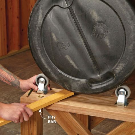 DIY Compost Barrel Tumbler | Family Handyman | The Family Handyman Diy Compost Bin Outdoor Tumbler, Diy Compost Barrel Tumbler, Compost Bin Tumbler, 55 Gallon Drum Compost Bin, Compost Barrel, Diy Compost Tumbler, Compost Tumbler How To Use A, Compost Starter, Tumbling Composter