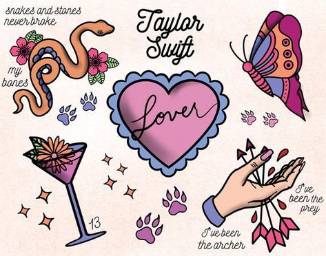 Taylor Swift Face Paint, Taylor Swift Lover Tattoo, Taylor Swift Dibujos, Taylor Swift Face, Lover Tattoo, Lover Taylor Swift, Lover Taylor, Taylor Swift Tattoo, Taylor Swift Lover