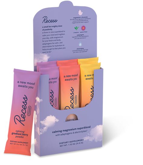 6ct stick pack sampler | Recess Skin Care Sample Packaging, Product Sample Packaging Ideas, Sachet Packaging Design, Sachet Design, Purple Packaging, Pr Boxes, Skincare Package, Supplements Packaging, Date Bars