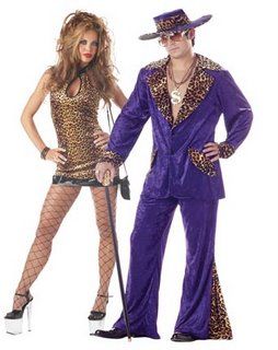 Pimp Couple Halloween Costumes, A Pimp Named Slickback Costume, Pimp Named Slickback Costume, Pimps N Hos, Pimp Couple Costume, Pimp Outfit Women, Pimps Party, Hooker Costume, Players Ball