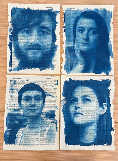 Cyanotype Portrait Photography, Cyanotype Quilt, Cyanotypes Photography, Cyanotype Portrait, Cyanotype Clothing, Cyanotype Ideas, Cyanotype Photography, Cyanotype Printing, Personal Project Ideas