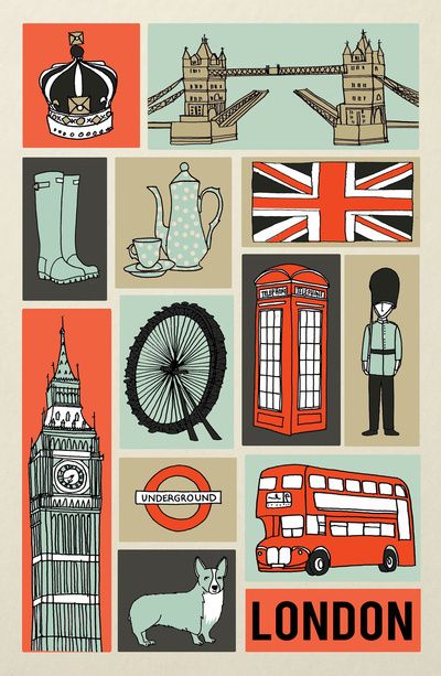 Eeekk! I cannot wait for my first taste of #London in November! This rad poster will serve as my first official bit of travel inspiration. #illustration British Things, London Baby, Art Carte, London Town, London Calling, London Love, London Art, Union Jack, Vintage Travel Posters