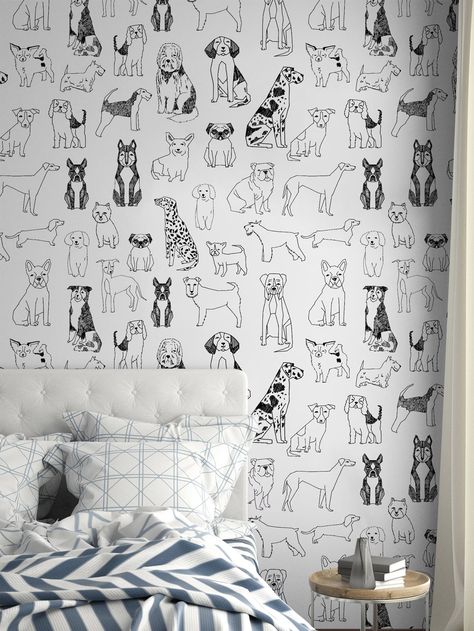 17.7 Inches*6.5/9.8 Feet Black And White Dog Animal Peel And Stick Wallpaper, Removable Wall Sticker, Cute Pet Mural,Home Decor ,Wall Art, Wall DecorI discovered amazing products on SHEIN.com, come check them out! Pet Mural, Bedroom Wallpaper Murals, Family Wallpaper, Girls Room Wallpaper, Playroom Wallpaper, Mural Home, Concrete Wallpaper, Floral Wall Decals, Animal Wall Decals