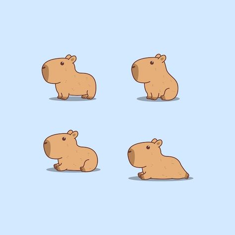 Capybara Cartoon, Manga Tattoo, Cute Capybara, Art Hub, Cute Animal Videos, Cartoon Pics, Funny Art, Cute Doodles, Cute Funny Animals