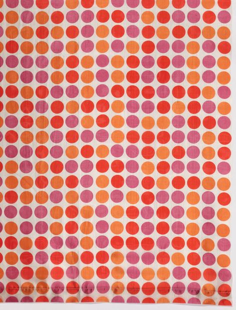 Alexander Girard. Circles. 1951. Manufactured by Herman Miller Furniture Co., Zeeland, MI. Printed silk gauze. 83 x 44 1/2" (210.8 x 113 cm). Gift of the manufacturer. 471.1975. Architecture and Design Herman Miller Furniture, Pattern Layout, Alexander Girard, Mid Century Aesthetic, Printed Cups, Architecture Interiors, Herman Miller, Paper Beads, Textile Artists