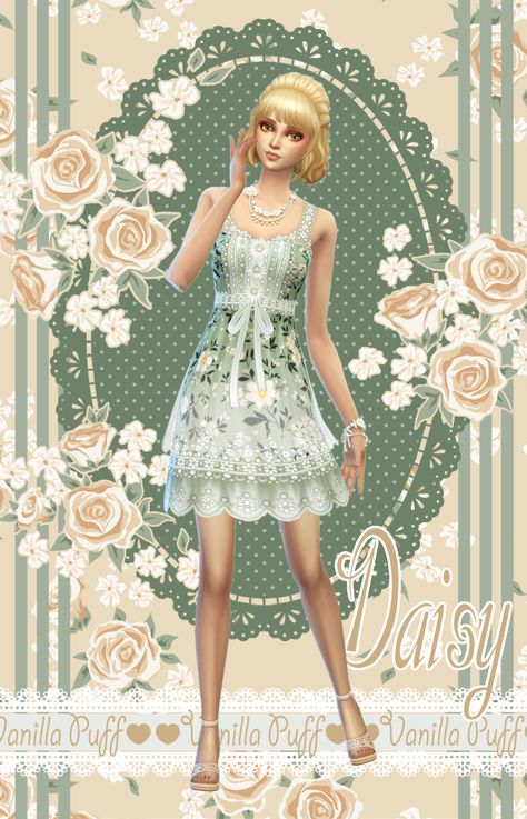 ✿ VANILLA PUFF ✿ Space Buns Hair, Sims 4 Cottage, Sims 4 Dresses, Boater Hat, Baby Makes, Cottage Living, Ts4 Cc, The Sims4, Sims 4 Custom Content