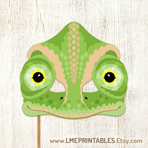 Chameleon Costume, Lizard Costume, Africa Jungle, Australian Party, Printable Mask, Birthday Party Game, Printable Masks, Party Masks, Masks Crafts