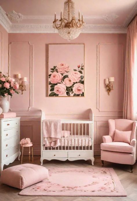 33 Enchanting Girl Nursery Ideas: Chic Decor for Her First Room 1 Antique Pink Nursery, French Country Nursery Girl, Parisian Nursery Girl, Glam Nursery Ideas, Girl Vintage Nursery, Elegant Baby Girl Nursery, Chic Nursery Ideas, Butterfly Nursery Baby Girl, Nursery Ideas Pink