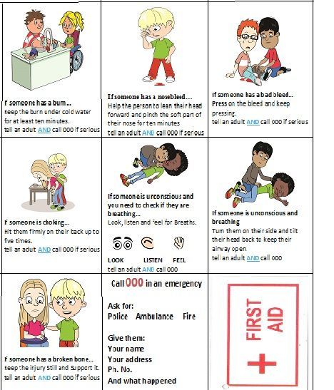 I have made these cards For my Gumnut Guides (5-7yr olds) - Girl Guides Queensland Australia  to help them learn basic first aid. Thanks to the UK Red Cross website for the pitcures and info used in these cards. http://www.redcross.org.uk/What-we-do/Teaching-resources/Teaching-packages/Microsite/Life-Live-it-first-aid-education-for-children First Aid For Children, First Aid For Kids, First Aid Tips, Basic First Aid, Girl Scout Activities, Girl Scout Juniors, Safety And First Aid, Girl Guide, Scout Activities