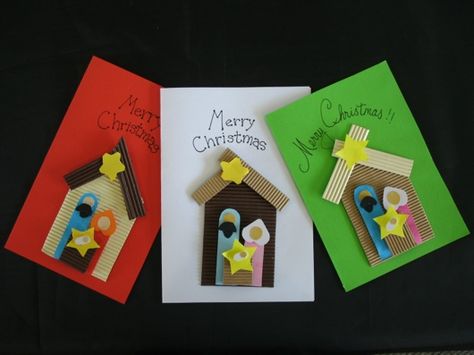 Christmas Cards Diy Kids, Christian Christmas Cards Handmade, Christmas Sunday School Crafts, Paper Nativity, Christmas Cards Handmade Kids, Nativity Scene Crafts, Nativity Christmas Cards, Nativity Scene Diy, Christmas Sunday School