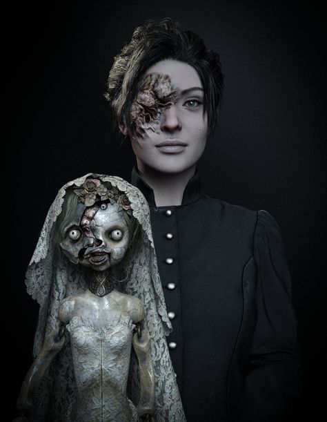 Donna Beneviento G8F Horror Game Cosplay, Lady Beneviento, Horror Cosplay Female, Render Digital Art, Horror Cosplay, Resident Evil Vii, Pose Dolls, Resident Evil Collection, Evil Villains