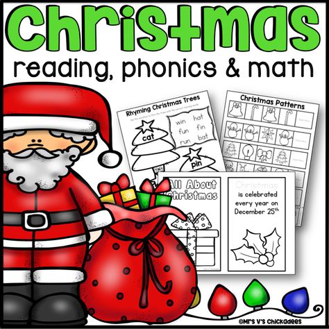 FREE Christmas Rhyming Activity - Mrs V's Chickadees Christmas For Students, Christmas Rhyming Activities, Christmas Rhyming, Santa Writing, Addition Words, Reading Phonics, Phonics Centers, Addition Word Problems, Prep Worksheets