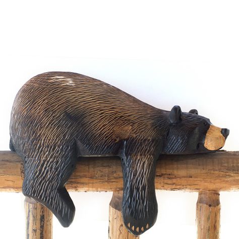 Drawing Ornaments, Bear Clay, Black Bear Decor, Sun Bear, Log Cabin Furniture, Log Home Decorating, Bear Sculptures, Log Cabin Decor, Charlie Bears