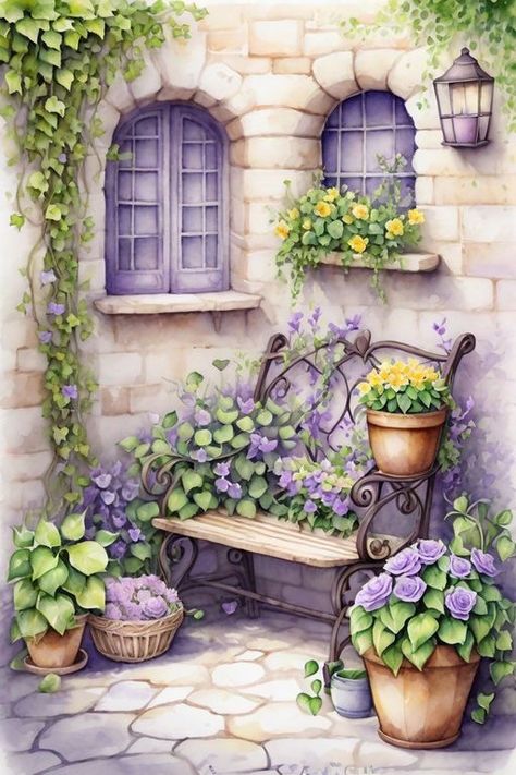 Pretty Wall Art, Studio Background Images, Bird Houses Painted, Amazing Paintings, Cottage Art, Watercolor Art Lessons, Historical Art, Dreamy Art, Pretty Wallpapers Backgrounds