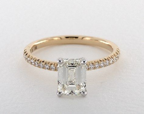 1.5ct Pave Emerald Engagement Ring Yellow Gold Emerald Pave Engagement Ring, Yellow Gold Pave Engagement Ring, James Allen Engagement Rings, Small Engagement Rings, Rings Emerald, Prong Engagement Rings, Dream Engagement Ring, Pave Diamond Engagement Rings, Emerald Cut Diamond Ring