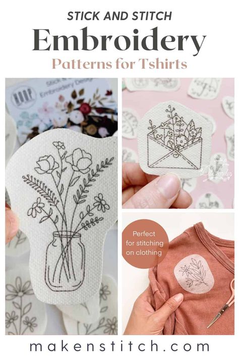 Flower Embroidery Printable, Embroidery Ideas For Shirts, Embroidery Patterns Shirt, Embroidery Patterns Tshirt, Stick And Stitch Embroidery Patterns, Printable Embroidery Patterns Free, Free Floral Embroidery Patterns, Tshirt Embroidery Diy, T Shirt Embroidery Ideas