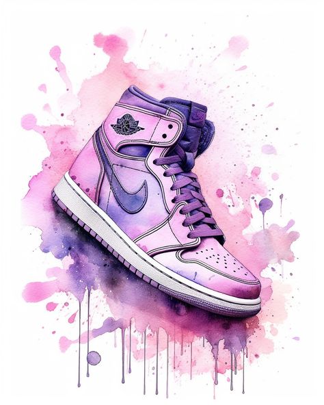 Cute Shoes Drawing, Nike Shoes Wallpaper, Air Jordan Art, Girly Shoes Sneakers, Nike Posters, Jordan Painting, Brand Pictures, Jordan Shoes Wallpaper, Graffiti Shoes