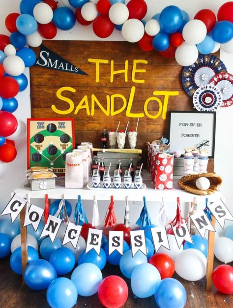 Sandlot Baby Shower Ideas, Sandlot 1st Birthday Party, Sandlot Party Ideas, The Sandlot Party, Sandlot Birthday Party Ideas, Sandlot First Birthday Party, Sandlot Birthday Cake, 7th Birthday Boy Ideas, Sandlot Themed Birthday Party