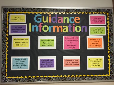 Guidance Office Decor Ideas, High School Guidance Bulletin Boards, High School Counseling Bulletin Boards Counselor Office, Welcome Back To School Bulletin Boards Highschool, Guidance Counselor Bulletin Boards, High School Counseling Bulletin Boards, All About Me Ideas, Guidance Bulletin Boards, About Me Ideas