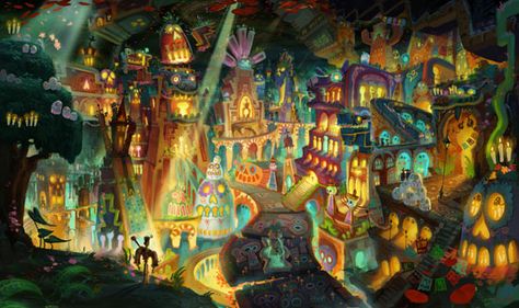 book of life concept art - Google Search Book Of Life Movie, The Book Of Life, Concept Art World, Visual Development, Art And Illustration, Personal Project, Mexican Art, Drawing Tutorials, Animation Film