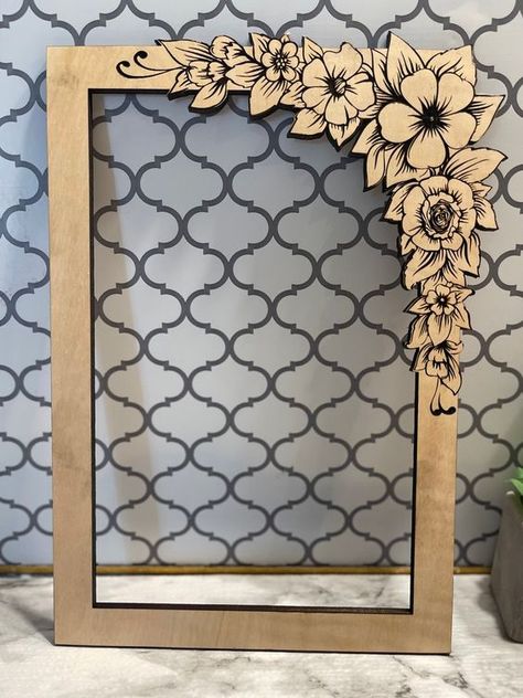 Laser cut files templates Laser Cut Picture Frame, Picture Frame Corner, Picture Frame Design, Wood Laser Ideas, Glowforge Projects, Mural Art Design, Wedding Memory Box, Wood Craft Projects, Laser Cut Wood Crafts