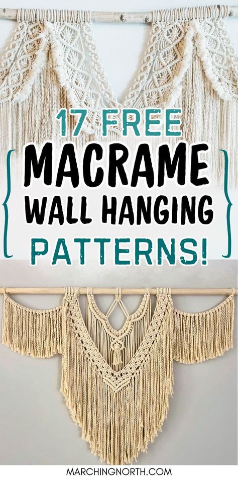 17 Free DIY Large Macrame Wall Hanging Patterns (with Videos!) Diy Hanging Macrame Wall Art, Extra Large Macrame Wall Hanging Diy, Macrame Headboard Diy Tutorial, Easy Large Macrame Wall Hanging Diy, Macrame Wall Hanging Pattern Free Easy, Simple Macrame Patterns, Easy Beginner Macrame Projects, Macromae For Beginners Diy, How To Macrame Wall Hanging