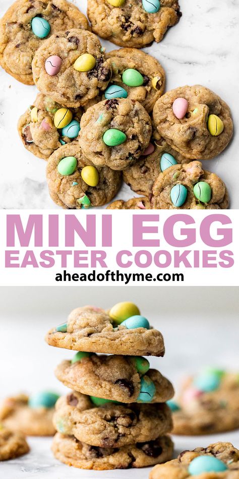 Easter Cookies Mini Eggs, Mini Egg Chocolate Chip Cookies, Chocolate Egg Cookies, Mini Egg Oatmeal Cookies, Mini Eggs Cookies Recipe, Easter Mini Egg Cookies, Eggies Cookies Easter Eggs, Best Mini Egg Cookies, Mini Egg Cookies Chewy