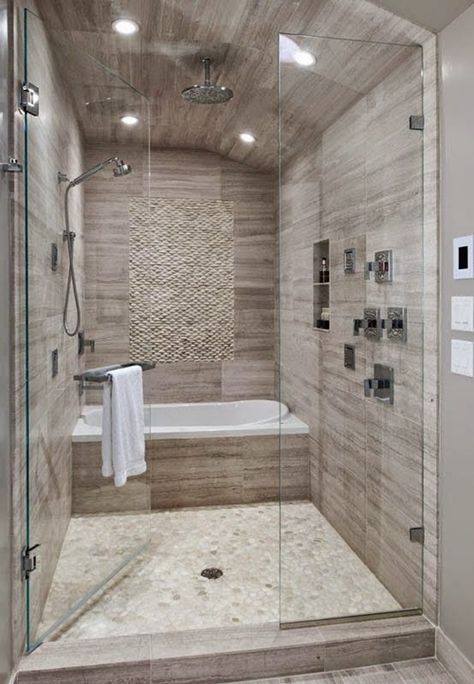 100+ Walk in shower ideas that will make you wet! - Architecture Beast Interior Design Contemporary, Master Bath Remodel, Bathroom Tub, Bathroom Remodel Shower, Tub Shower Combo, Trendy Bathroom, Bathroom Layout, Bath Room, Shower Remodel