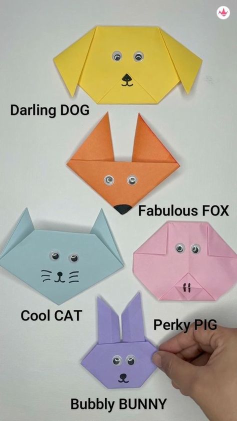 Paper Animal Crafts, Paper Folding Crafts, School Kids Crafts, Fox Crafts, Easy Art For Kids, Kids Origami, Instruções Origami, Preschool Arts And Crafts, Hand Crafts For Kids