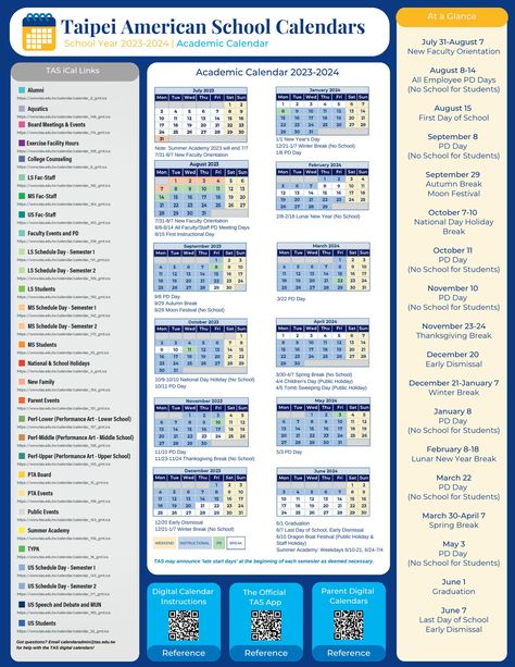 Taipei American School Academic Calendar & Support Staff Calendar | SY23-24 by TaipeiAmericanSchool - Issuu American Education System, Academic Calender, Homeschool Attendance Log, School Calendar 2023-2024, Holidays Calendar, Academic Calendar 2024-2025, Academic Calendar, Thanksgiving Break, American School