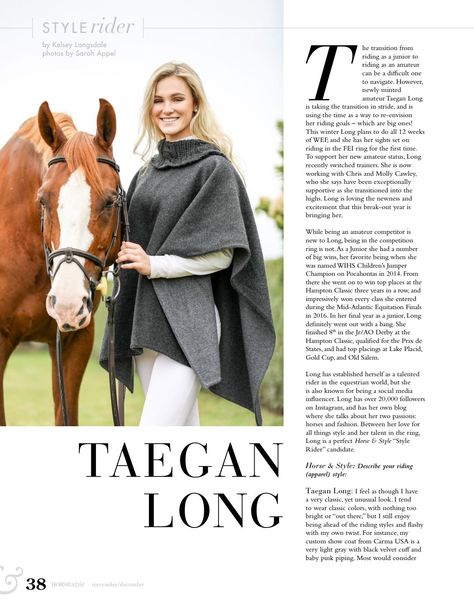 Horse & Style Magazine November/December 2017 by Horse & Style Magazine - Issuu Horse Magazine, There She Goes, Riding Horse, Style Magazine, Lake Placid, Riding Outfit, Social Media Influencer, Digital Publishing, Horse Riding