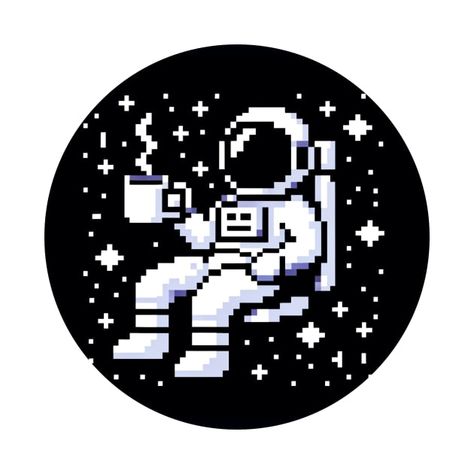 Check out this awesome 'Pixel+Space+Coffee+Break%3A+Astronaut+%26+Cosmic+Stars+8-Bit+Art' design on @TeePublic! 8 Bit Astronaut, Astronaut Pixel Art, Coffee Pixel Art, Pixel Space, Cosmic Stars, Alpha Bracelets, Space Coffee, 8 Bit Art, Arte 8 Bits