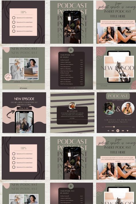 35 Instagram Templates for Podcast! Canva Template. Instagram Square Post & Stories, Story. Podcasting Social Media Templates. Podcast Post Ideas, Podcast Instagram Post Ideas, Podcast Story Instagram, Podcasts Template, Podcast Template Design, Podcast Instagram Feed, Podcast Instagram Post, Canva Learning, Podcast Template