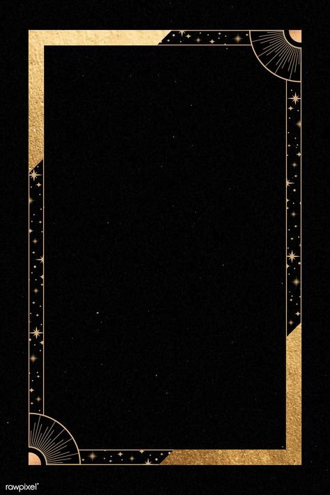 Mystical golden frame on black background vector | premium image by rawpixel.com / manotang Magical Background, Video Dark, Mod Hair, Free Vector Backgrounds, Golden Border, Golden Design, Black Background Wallpaper, Golden Frame, 카드 디자인