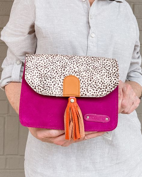 And more ways to accessorize for fall; New hand-crafted, one of a kind leather Soruka handbags in multiple styles. Rich, vibrant colors for fall, even the leaves will be jealous. 🍂🍁 Claire is hand made with both suede and leather and features an animal print flap and magnetic closure. #soruka #reclaimedleather #leatherhandbags Soruka Bags, Eco Friendly Handbags, Deep Teal, Square Design, Stay Organized, Magnetic Closure, Inside Pocket, Sustainable Fashion, Leather Handbags