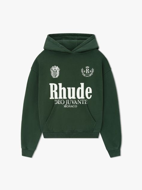 RHUDE DEO JUVANTE HOODIE – R H U D E Sweat Shorts Women, Hoodie Design Ideas, Heavyweight Hoodie, Streetwear Hoodie, Fall 24, Shirt Design Inspiration, H U, Vintage Hoodies, Embroidered Hoodie