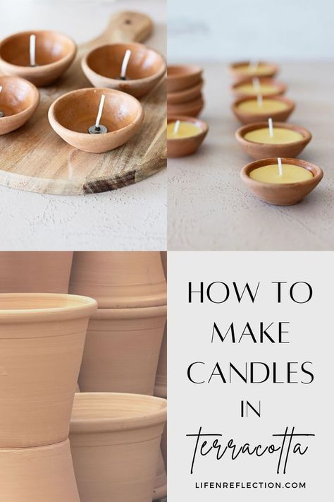 Terracotta Pots Candle, Terracotta Pot Candle, Candle In Clay Pot, Terracotta Pot Candles, Candles In Terracotta Pots, Candles In Clay Pots, Diy Tealight Candles, Diy Tea Light Candles, Cute Candle Making Ideas