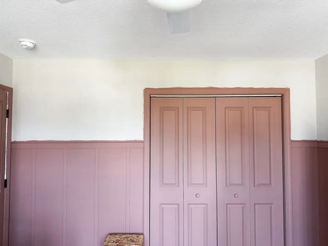 Toddler Girl Room Wall Design - Love Letters Girls Room Wainscoting, Purple Board And Batten, Mauve Paint Colors, Room Wall Design, Girls Room Paint, Girls Room Ideas, Toddler Girl Room, Kids Bedroom Inspiration, Wall Trim