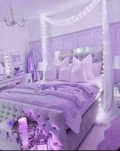 Purple Bedroom Design, Purple Bedroom Decor, Purple Room Decor, Dream Bedroom Inspiration, Purple Bedrooms, Pink Bedroom Decor, Purple Bedroom, Classy Bedroom, Purple Rooms