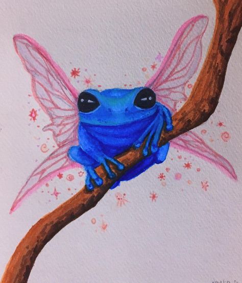 Frog Butterfly Tattoo, Frog With Butterfly Wings, Frog With Wings, Tiny Doodles, Frog Artwork, Frog Painting, Tiktok Art, Clothes Board, Frog Tattoos