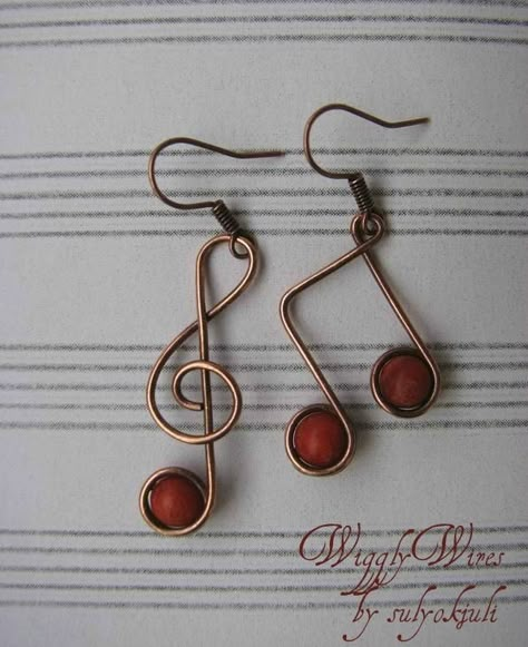 Cute Music Note Earrings Music Note Earrings, Bijoux Fil Aluminium, Silver Dog, Wire Jewelry Designs, Wire Work Jewelry, Earrings Inspiration, Handmade Wire Jewelry, Homemade Jewelry, Work Jewelry