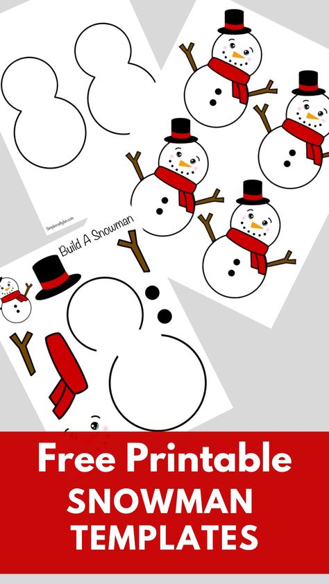 Free Printable Snowman Templates Printable Snowman Faces Templates, Snowman Cut Out Template, Craft For Winter For Kids, Snowman Door Decor, Snowman Craft Toddler, Snowman Template Free Printable Crafts, Snowman Cutout Printable, Snowman Outline Free Printable, Printable Snowman Template