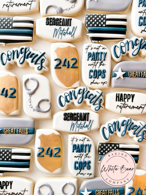 Police Retirement Cookies Decorated, Police Retirement Cookies, Retirement Cookies For Men, Retirement Cookies Decorated, Retirement Sugar Cookies, Police Cookies, Cookies For Work, Retirement Cookies, Beer Cookies