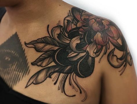 Neck Cover Up Tattoos For Women, Collar Bone Cover Up Tattoo, Shoulder Tattoos For Black Women, Tattoos For Black Women, Arm Cover Up Tattoos, Cute Shoulder Tattoos, Women Tattoos, Neck Tattoos Women, Tattoos For Women Half Sleeve