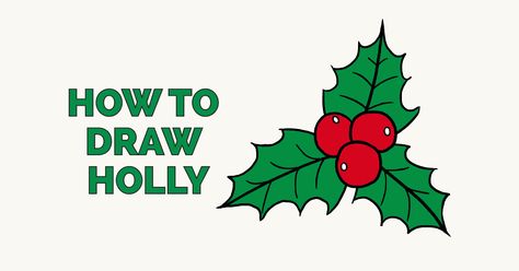 Bush Drawing, Blending Colored Pencils, Winter Drawings, Flower Drawing Tutorials, Easy Drawing Tutorial, Christmas Arts And Crafts, Leaf Drawing, Holly Leaves, Drawing Tutorial Easy