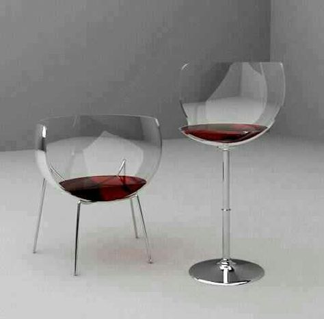 Wine glass chairs. Glass Chair, Unique Chair, Funky Furniture, Creative Furniture, Chaise Design, Interior Furniture, Unique Furniture, Merlot, 인테리어 디자인