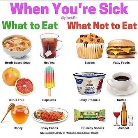 natural health on Instagram: “The best and worst foods to eat when you’re sick - Here are foods that you should stick with: - 🍜1. Broth-Based Soup. Soups like chicken…” Food When Sick, Eat When Sick, Worst Foods To Eat, Sick Day Essentials, Sick Food, Sick Remedies, Foods And Drinks, Crockpot Recipes Beef, Crunchy Snack